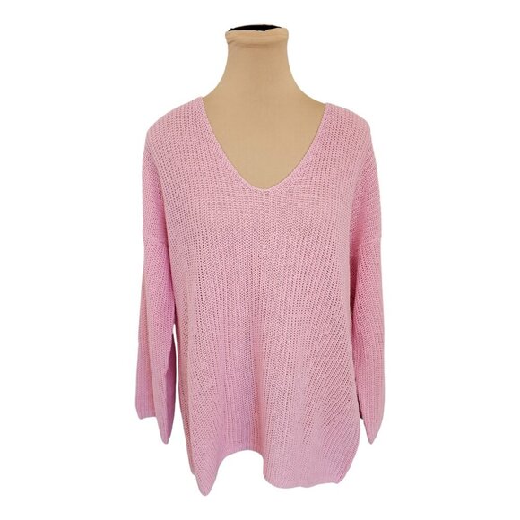 Part Two Etrona Linen Knit Pink Long Sleeve Sweater Sz L - Picture 4 of 12